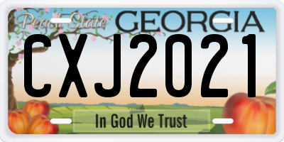GA license plate CXJ2021