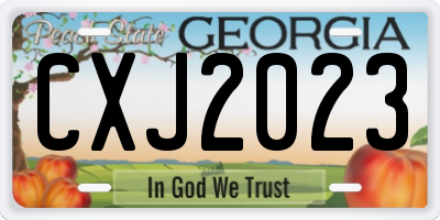 GA license plate CXJ2023