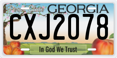 GA license plate CXJ2078