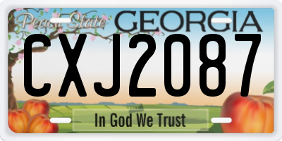 GA license plate CXJ2087