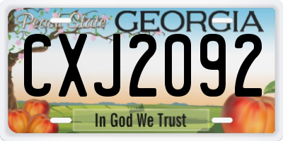 GA license plate CXJ2092