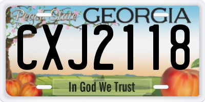 GA license plate CXJ2118