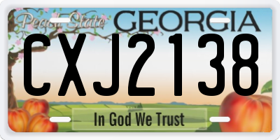 GA license plate CXJ2138