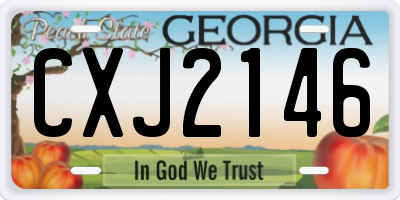 GA license plate CXJ2146