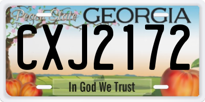 GA license plate CXJ2172