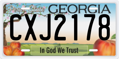 GA license plate CXJ2178