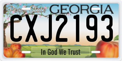 GA license plate CXJ2193