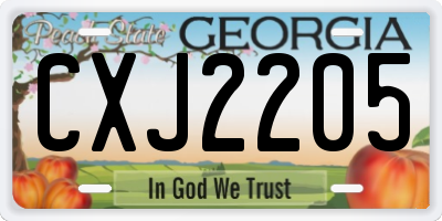 GA license plate CXJ2205