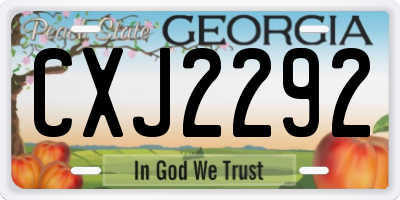 GA license plate CXJ2292