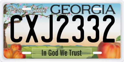 GA license plate CXJ2332