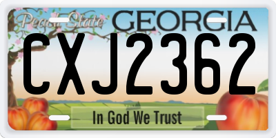GA license plate CXJ2362