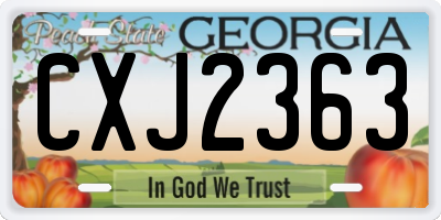 GA license plate CXJ2363