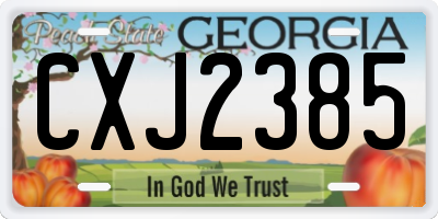 GA license plate CXJ2385