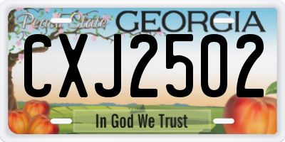 GA license plate CXJ2502