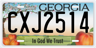 GA license plate CXJ2514
