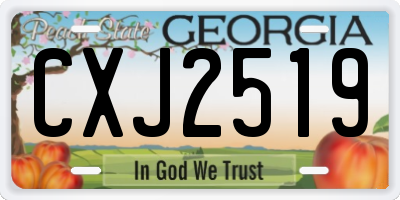 GA license plate CXJ2519