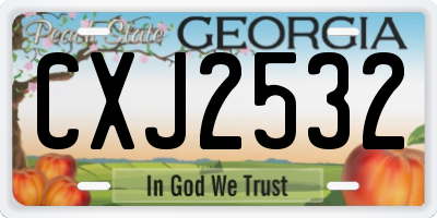 GA license plate CXJ2532