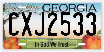 GA license plate CXJ2533