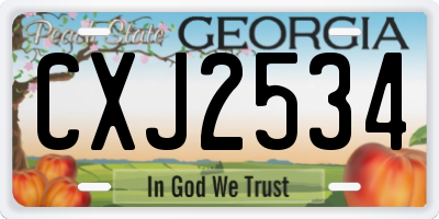 GA license plate CXJ2534