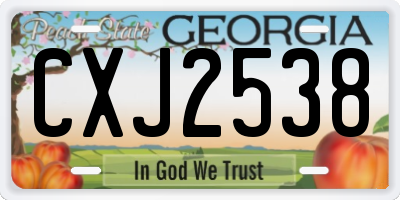 GA license plate CXJ2538
