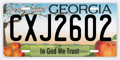 GA license plate CXJ2602