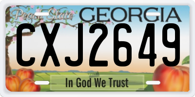 GA license plate CXJ2649