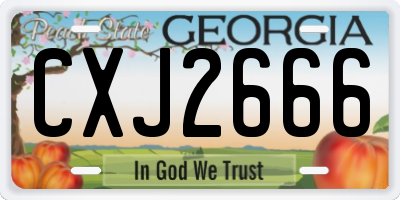 GA license plate CXJ2666