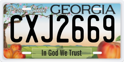 GA license plate CXJ2669