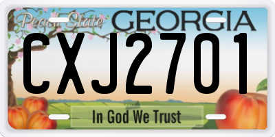 GA license plate CXJ2701