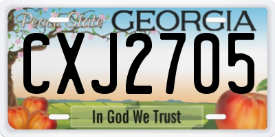GA license plate CXJ2705