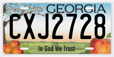 GA license plate CXJ2728