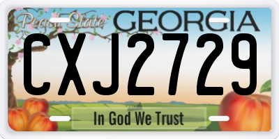 GA license plate CXJ2729