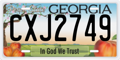 GA license plate CXJ2749
