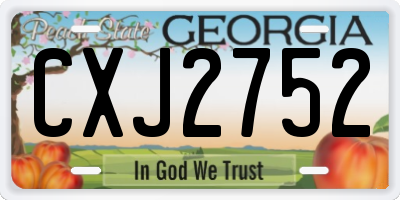 GA license plate CXJ2752