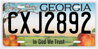 GA license plate CXJ2892