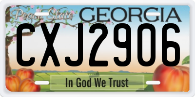 GA license plate CXJ2906