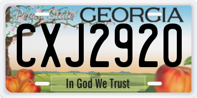 GA license plate CXJ2920