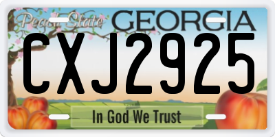 GA license plate CXJ2925