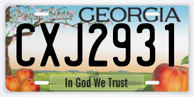 GA license plate CXJ2931