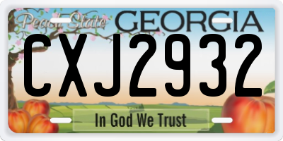 GA license plate CXJ2932