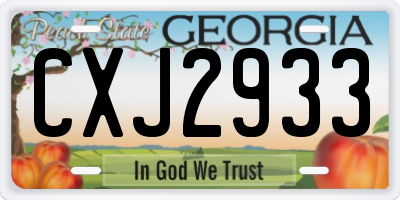 GA license plate CXJ2933