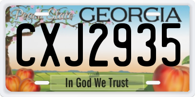 GA license plate CXJ2935