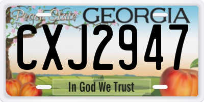 GA license plate CXJ2947