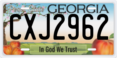 GA license plate CXJ2962