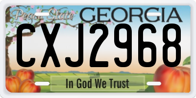 GA license plate CXJ2968