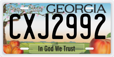 GA license plate CXJ2992