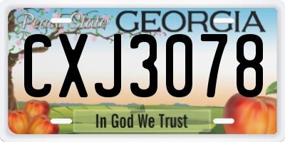 GA license plate CXJ3078