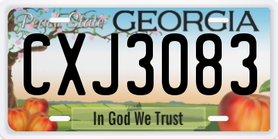 GA license plate CXJ3083