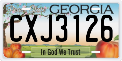 GA license plate CXJ3126