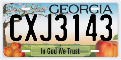 GA license plate CXJ3143